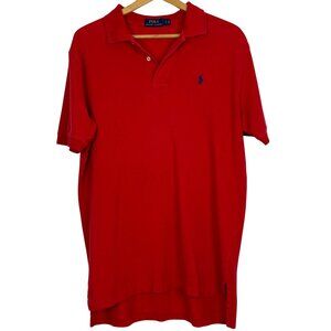 Polo Ralph Lauren Men's Polo Shirt Sz Large Short Sleeve Red Blue Pony Cotton